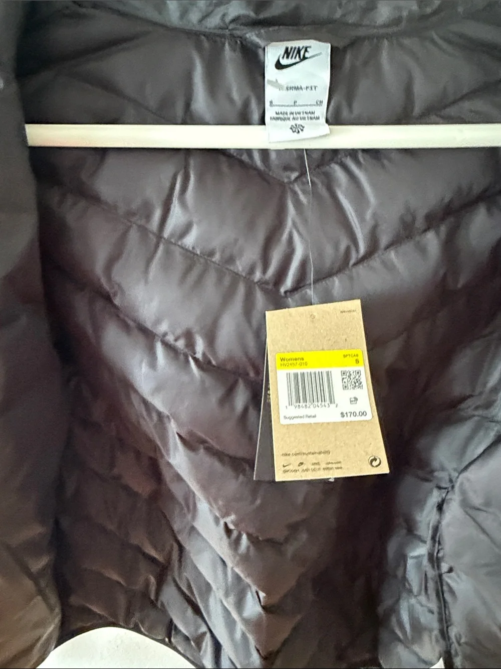 Nike Black Quilted Hooded Down-Style Jacket